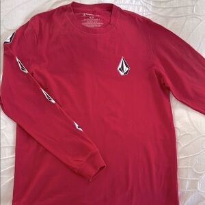 Volcom Red Long Sleeve Tee with Iconic Logo